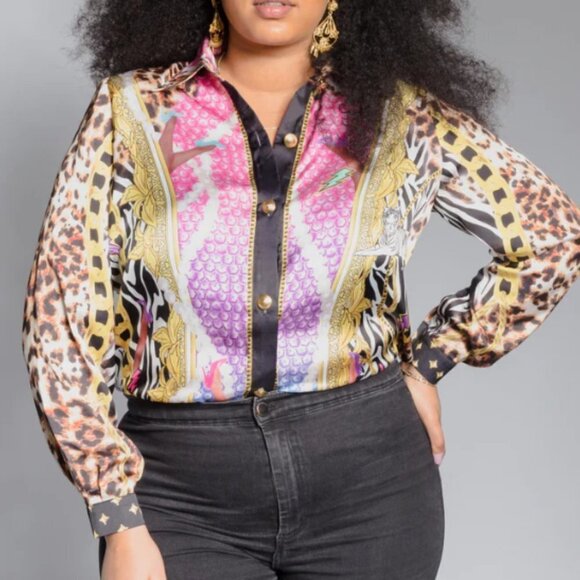 Giobbi Women's The Jones Multi Print Blouse - Picture 1 of 8